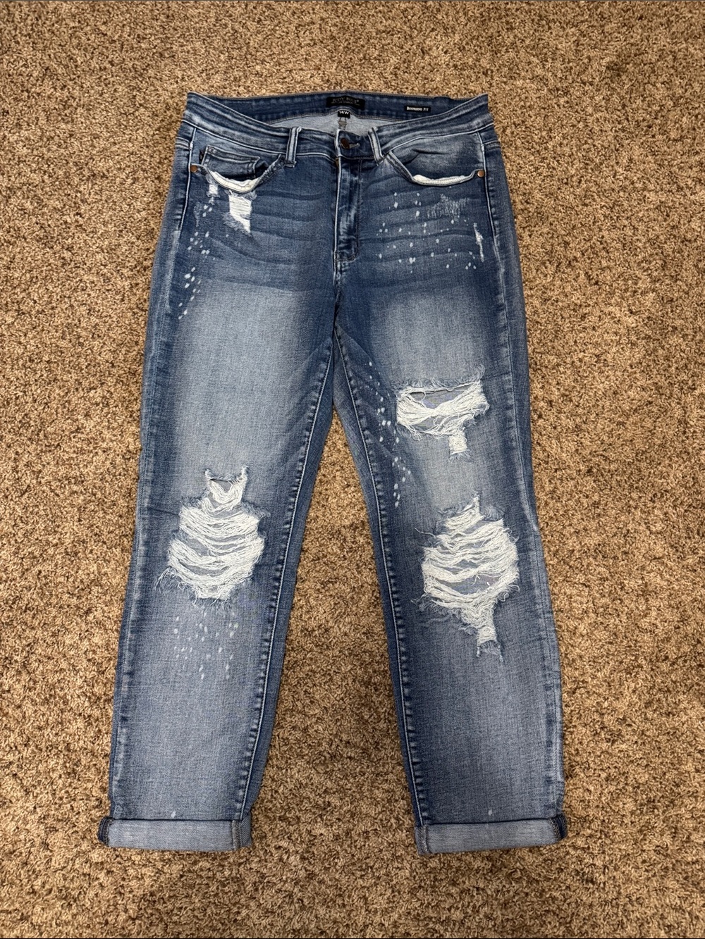 Judy Blue Medium Wash Ripped Boyfriend Jeans